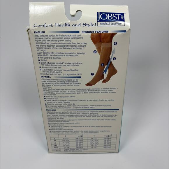 Jobst Compression Stockings 20-30 mmHg L Knee High Open Toe Ultra Sheer Natural - Picture 7 of 9